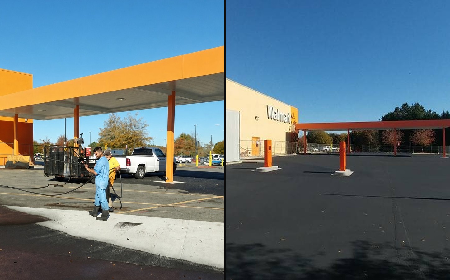 Walmart sealcoat in progress and finished